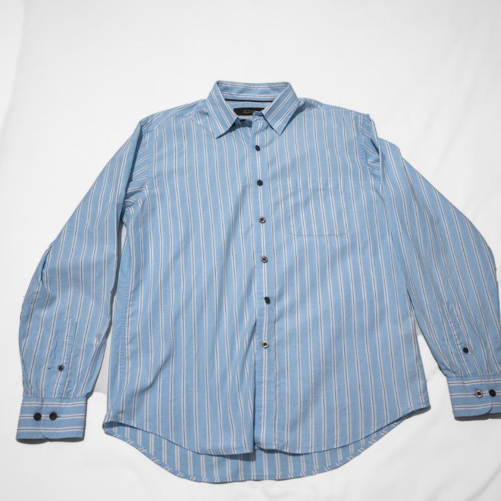 Super Classy Tasso Elba Striped Dress Shirt - Picture 8 of 10